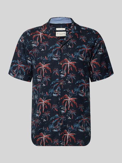 Tom Tailor Regular Fit Freizeithemd aus Viskose-Leinen-Mix Dunkelblau 2
