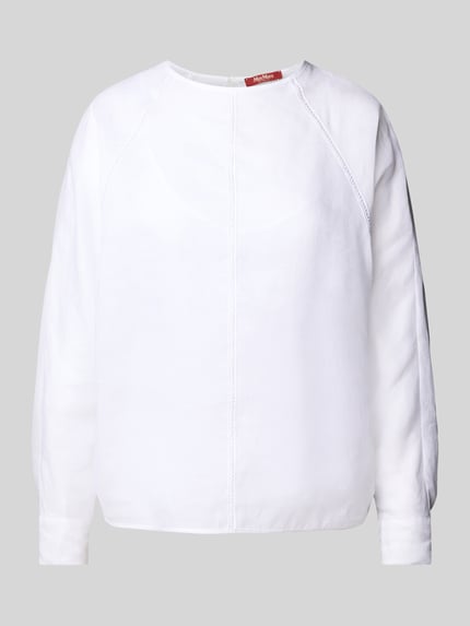 Max Mara Studio Bluse mit Rundhalsausschnitt Modell 'EDILE' Weiss 2