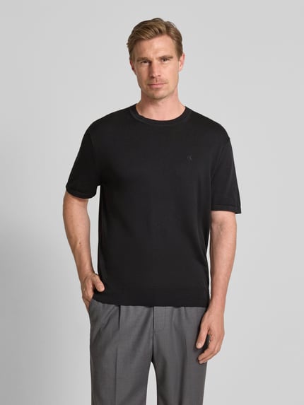 CK Calvin Klein T-Shirt mit Logo-Stitching Modell 'SUPIMA' Black 4