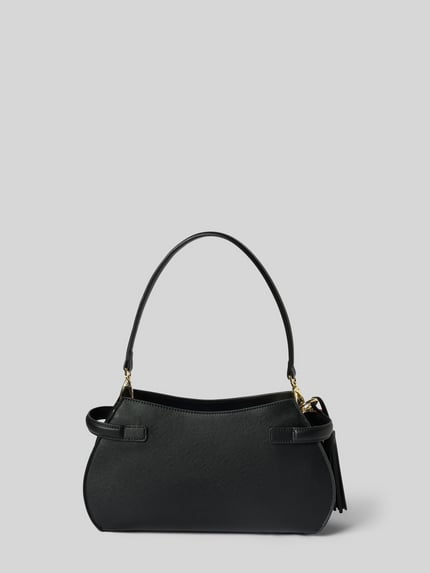 Produktfoto, schwarze Umhängetasche mit Label-Detail Modell 'NIVALIS RE' von Valentino Bags, glatte Oberfläche, klare Kanten, Damen Umhängetasche