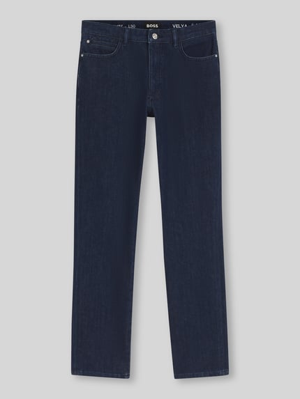 BOSS Spodnie jeansowe regular bootcut z mieszanki bawełny z dodatkiem wiskozy model 'KICK FLARE' Granatowy 2