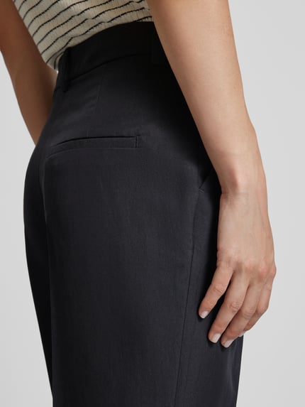Oui Straight leg pantalon met bandplooien BLACK - 3