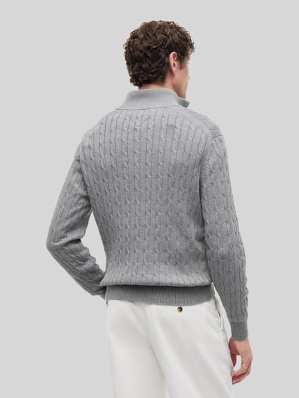 Tommy Hilfiger Regular Fit Troyer aus reiner Baumwolle mit Logo-Stitching Hellgrau 5