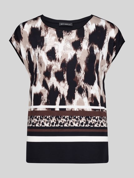 Betty Barclay męski t-shirt o kroju regular fit z przyszytym brzegiem Piaskowy 2
