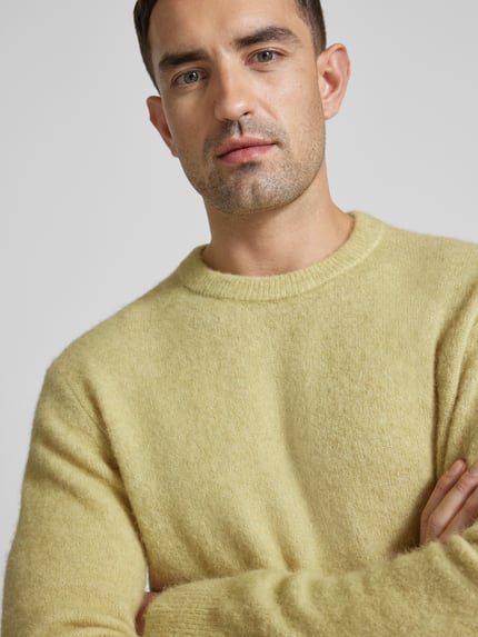 Jake*s Studio Men Sweter z dzianiny z okrągłym dekoltem Limonkowy 3