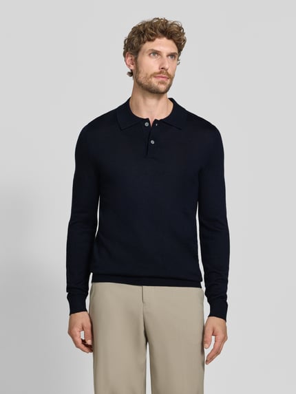 Christian Berg Men Regular Fit Poloshirt aus Woll-Mix Marine 4