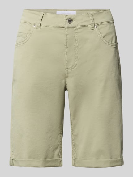 Productfoto, Bermudas met omslag en steekzakken van Angels, regular fit, bandwijdte maat 36: 40 cm, binnenbeenlengte 25 cm, knoop- en ritssluiting, lichtgroen, gladde textuur