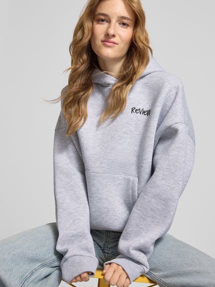 REVIEW Oversized hoodie met labelprint Lichtgrijs gemêleerd - 3
