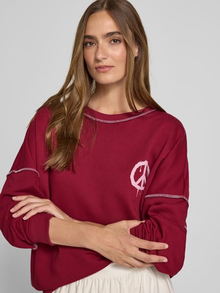 miss goodlife Sweatshirt met motiefprint en ronde hals Bordeaux - 3