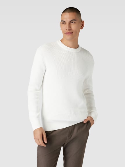 Esprit Collection Sweter z dzianiny z fakturowanym wzorem Złamany biały 4