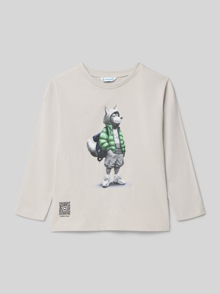 Mayoral Regular Fit Longsleeve mit Motiv-Print Stein 1
