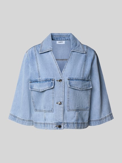 Moves Jeansbluse mit Pattentaschen Modell 'Amarie' Jeansblau 2