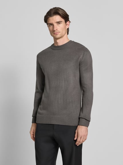 Tom Tailor Denim Regular Fit Strickpullover aus Rippstrick Mittelgrau 4