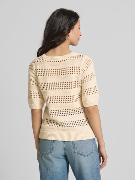 VILA Strickpullover mit 1/2-Arm Modell 'ELINJA' Offwhite 5