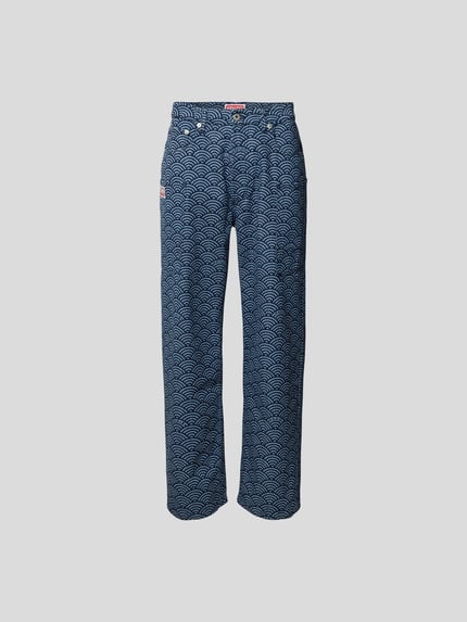 Kenzo Jeansy o kroju relaxed fit ze wzorem na całej powierzchni Jeansowy niebieski 2