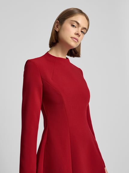 Bardot Cocktailjurk met deelnaden, model 'DELPHI' Kersenrood - 3