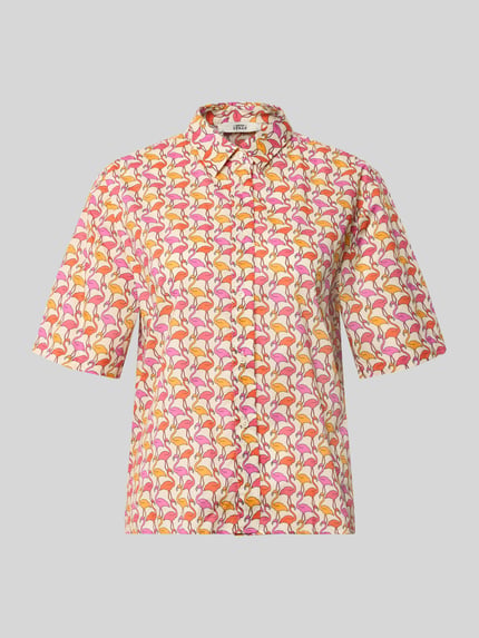 Produktfoto, Regular Fit blouse in all-over look model 'BEA' van 0039 Italy, dames, puur katoen, ruglengte maat S 57 cm, mouwlengte 28 cm