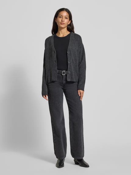 Tom Tailor Denim Regular Fit Strickjacke mit V-Ausschnitt Anthrazit 1