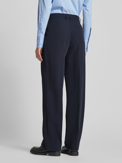 Samsøe Samsøe Straight leg stoffen broek met bandplooien, model 'RAMONA' Marineblauw - 5