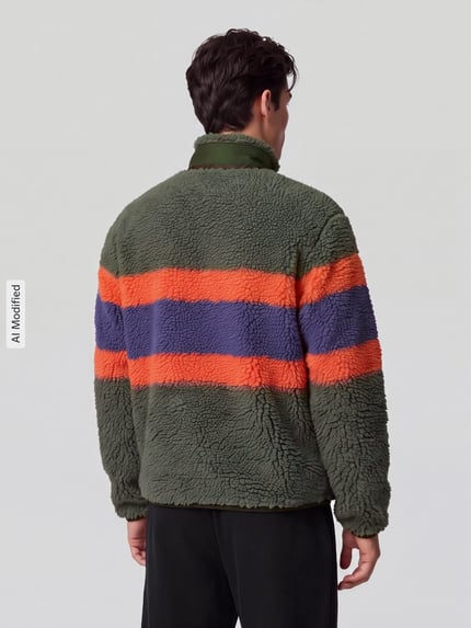Polo Ralph Lauren Teddyjacke mit kontrastierender Brusttasche Oliv 5