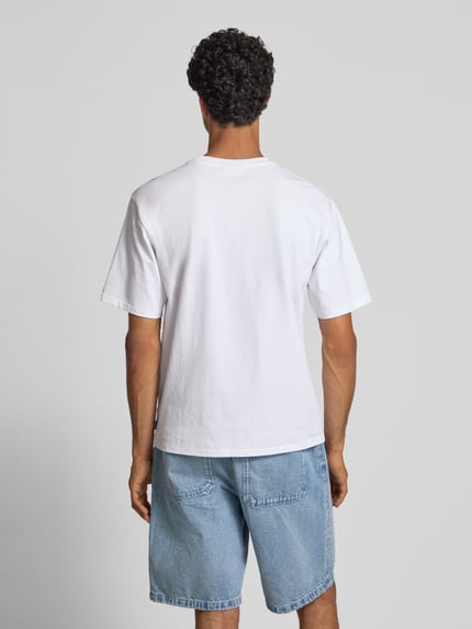 REVIEW T-Shirt mit geripptem Rundhalsausschnitt Weiss 5