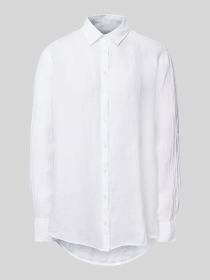 0039 Italy Regular fit overhemdblouse van linnen met doorknoopsluiting Wit - 2