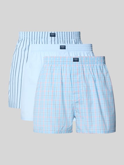 Produktfoto, Boxershorts mit Label-Detail im 3er-Pack von MCNEAL aus Reine Baumwolle, Regular-Fit, elastischer Bund, verschiedene Blautöne, gemustert