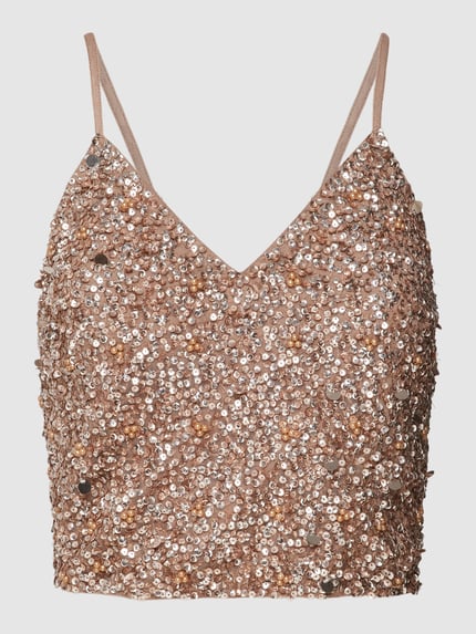 kort top met pailletten Shop The Look MANNEQUINE