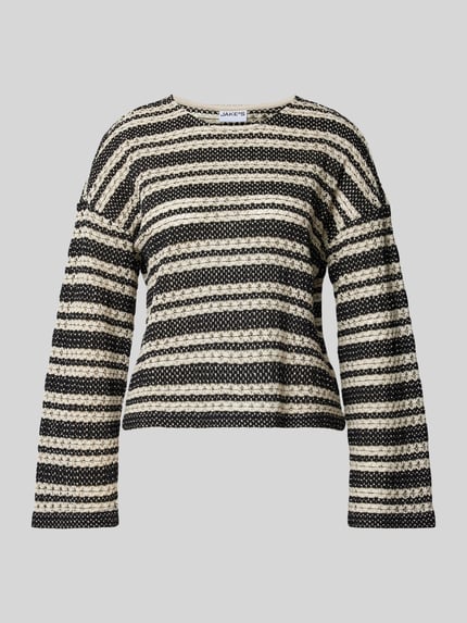 Jake*s Casual Longsleeve mit überschnittenen Schultern Black 2