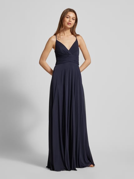 Jake*s Cocktail Abendkleid in Wickel-Optik Marine Melange 1