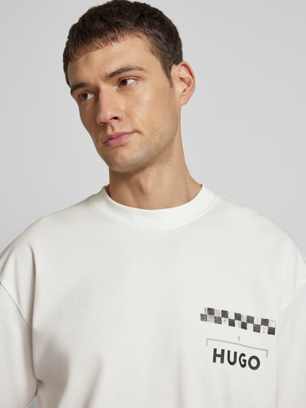 HUGO T-shirt z nadrukiem z logo model ‘Drallie’ Gliniany 3