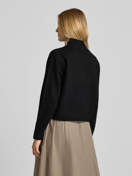 Neo Noir Relaxed fit col-pullover met wol model 'Paulina' Zwart - 5