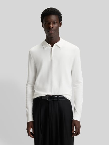 HUGO Slim fit poloshirt van viscosemix Offwhite - 4