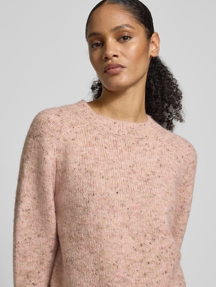 VERO MODA Regular Fit Strickpullover mit Woll-Anteil Modell 'INGRID' Hellrosa Melange 3