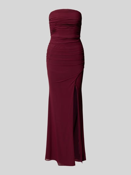 LUXUAR FASHION Avondjurk met vetersluiting aan de achterkant en plooien Bordeaux - 2