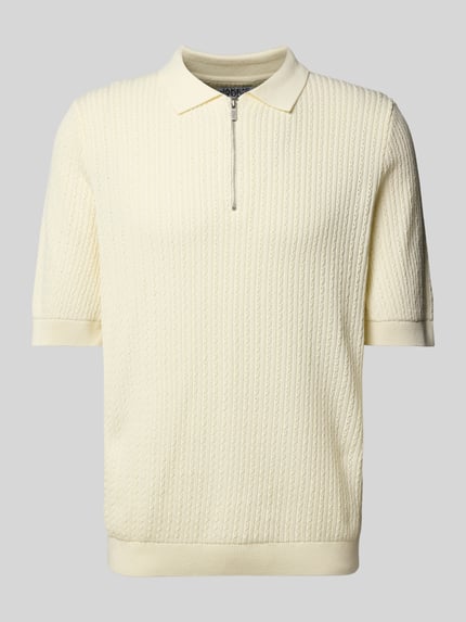 Jake*s Studio Men Regular Fit Poloshirt mit Zopfmuster Offwhite 2