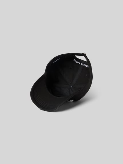 Produktfoto, Base Cap mit Logo-Stitching von Dsquared2 z wyhaftowanym logo i napisem, czarna bawełna, curved visor, regulowane zapięcie