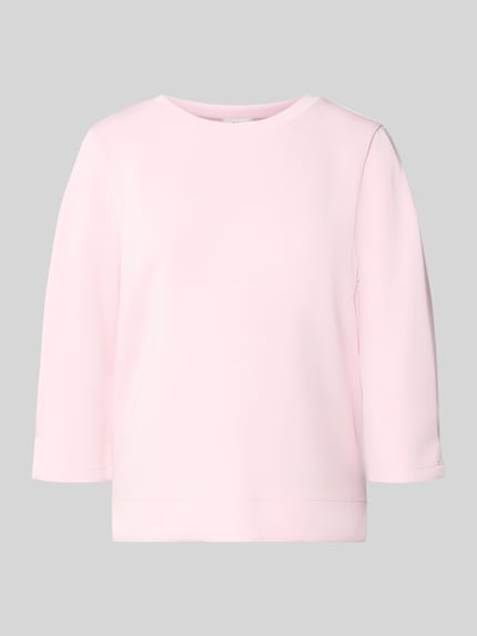 Productfoto, Comfort Fit Sweatshirt aus Modal-Mix van s.Oliver RED LABEL, effen lichtroze, scuba, ronde hals, 3/4-mouw, zijsplitjes