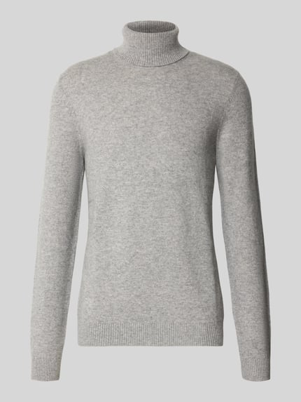 Christian Berg Men Regular Fit Strickpullover aus reinem Kaschmir mit Rollkragen Mittelgrau Melange 2