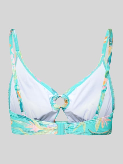Productfoto, Bikini-Oberteil mit Cut Out Modell 'Sandra' van VENICE BEACH in turkoois met bloemenprint, materiaal-mix met stretch, verstelbare bandjes, bralette fit, cut out detail