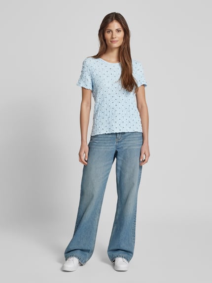 Jake*s Casual Slim fit T-shirt met ronde hals Bleu - 1