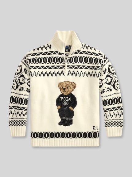 Polo Ralph Lauren Pullover aus Woll-Kaschmir-Mix mit Teddy-Motiv Weiss 2