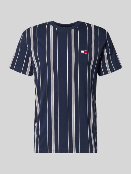 Produktfoto, Regular Fit T-Shirt aus reiner Baumwolle von Tommy Jeans, Optik:Allover-Muster, Label-Stitching-Applikation, Rundhals, Kurzarm