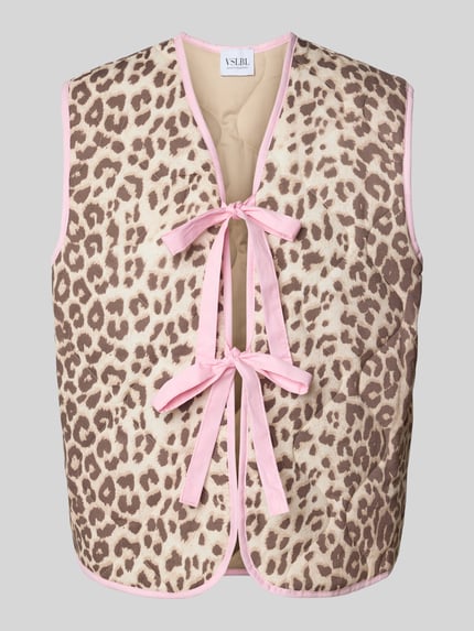 VILLA SOPHIE regular fit bodywarmer van mix van katoen en linnen model 'ROMI' Beige - 2
