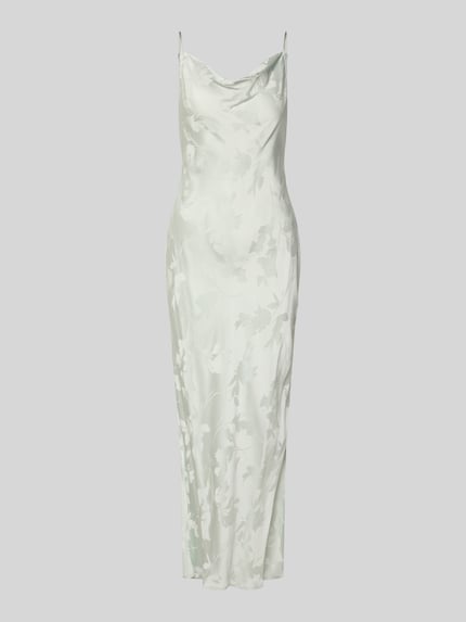 Produktfoto, Fließendes Maxikleid aus Viskose mit Spaghettiträgern von Calvin Klein Womenswear mit Allover-Muster, Wasserfallausschnitt, Maxi-Länge, Seitenschlitz, sanft glänzende Oberfläche in hellem Farbton