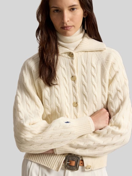 Polo Ralph Lauren Regular Fit Strickjacke aus Woll-Kaschmir-Mix Offwhite 3