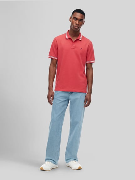 Tommy Jeans Regular Fit Poloshirt aus reiner Baumwolle Rot 1