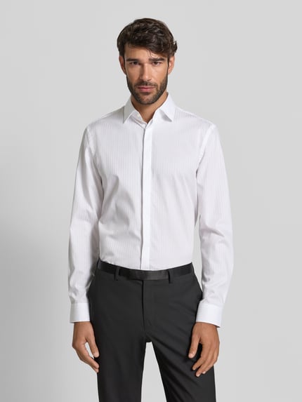 Jake*s Slim Fit Business Hemd aus Baumwolle mit Kentkragen Weiss 4