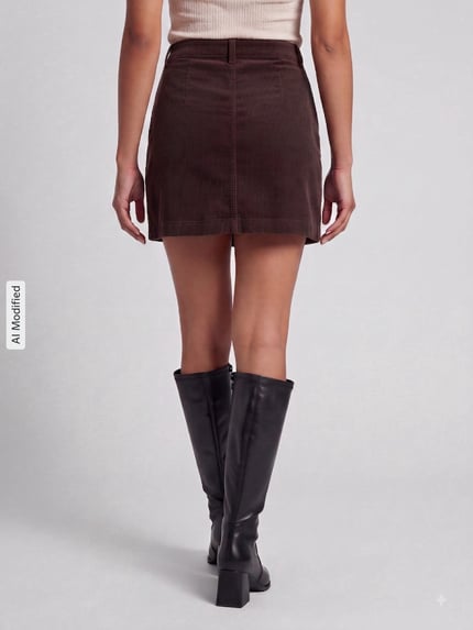 ONLY Nauwsluitende minirok van katoenmix model 'AMAZING' Chocoladebruin - 5
