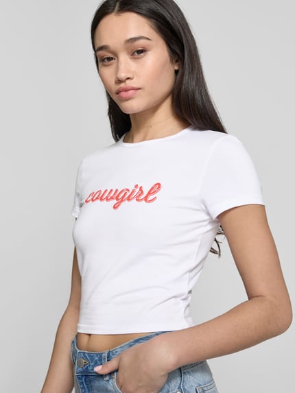 REVIEW T-shirt z wyhaftowanym logo Biały 3